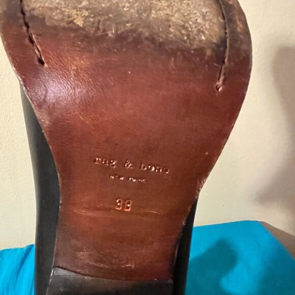 Rag & Bone Grove Black Leather Ankle Booties with Leather Sole Womens Size 38 - Picture 9 of 9